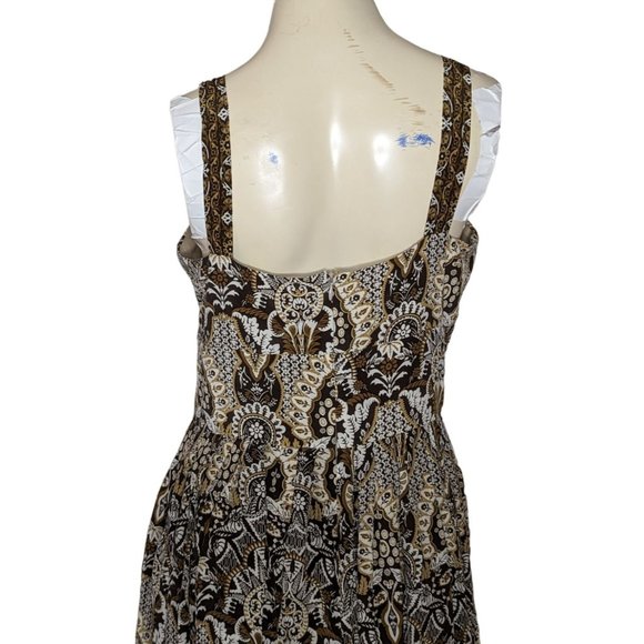 Talbots Brown Pure Silk Sleeveless Pleated Bottom empire waist summer Dress 6 - Picture 8 of 12